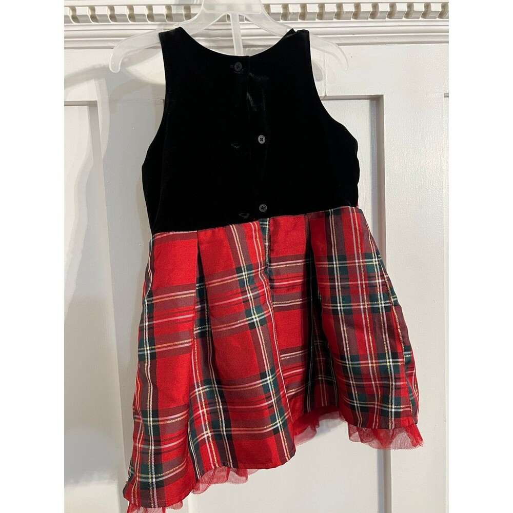 The Children's Place Girls Size 4T Red Plaid Velvet Christmas Holiday Dress - Picture 5 of 5